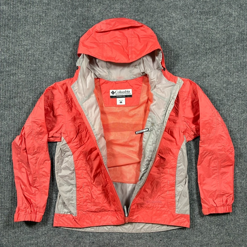 Columbia Womens Jacket Size L Coral Hooded Windbreaker Lightweight Outdoor